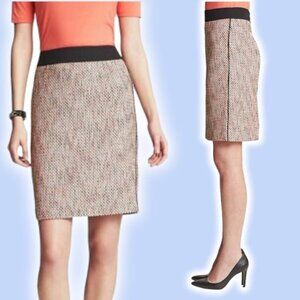 Banana Republic Woven Blood Orange Tweed Pencil Skirt  Size 0 Petite